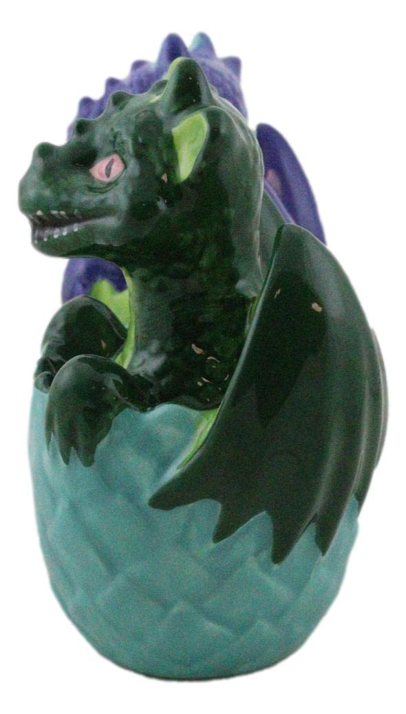 Ebros Gift Fantasy Flying Beasts Green And Blue Dragon Hatchlings In Half Cracked Eggs Decorative Salt Pepper Shakers Set Ceramic Figurines