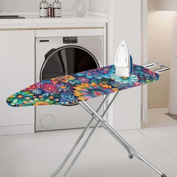 Hippie Flower Ironing Board Cover Colorful Lotus Daisy Flowers Stretchy Ironing