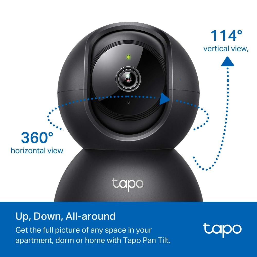 Tapo C201 Pan/Tilt Indoor Camera House Security Camera, WiFi Camera, No Monthly Fee, AI Detection, Dog Camera, Baby Camera Monitor, 1080p Full HD, 360° View, Night Vision, Works with Alexa & Google