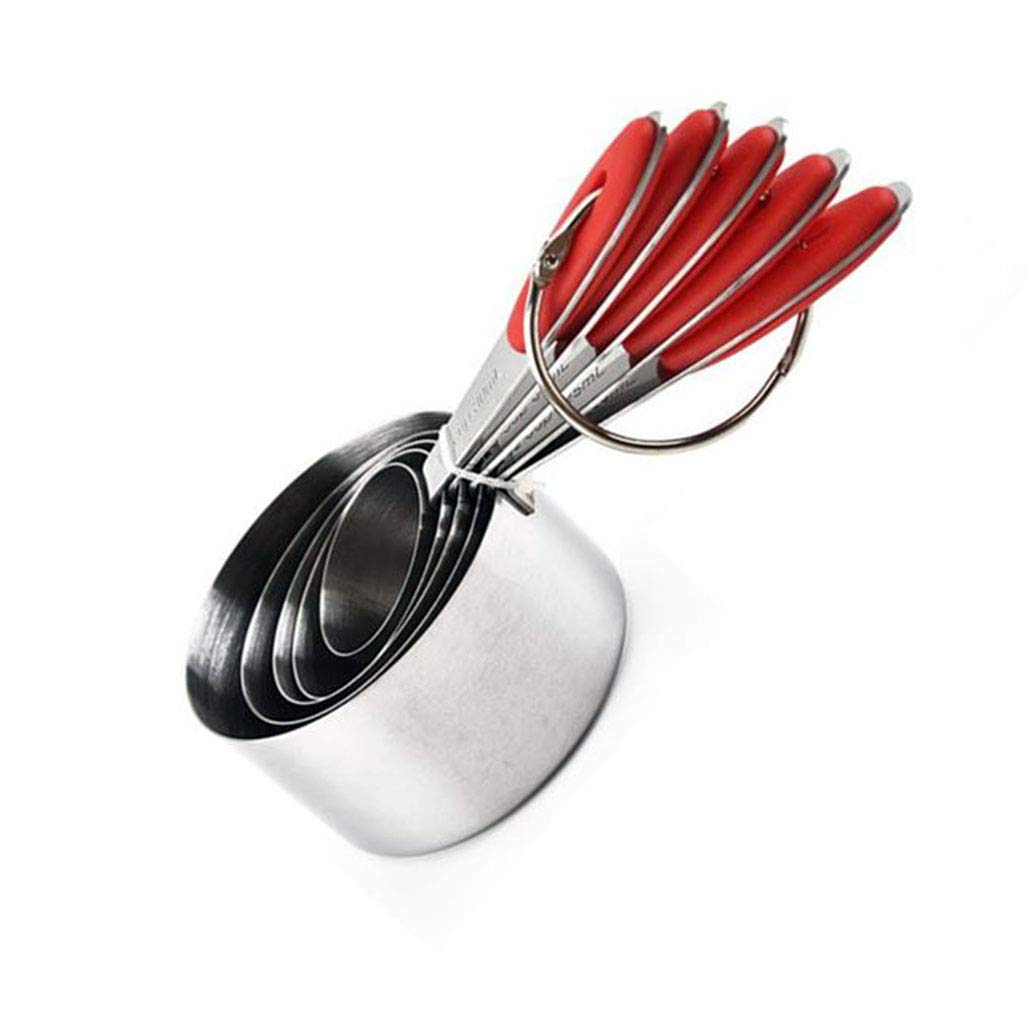 Measuring Cups and Spoons Set with Silicone Handle, Set of 10 Including Stainless Steel 5 Measuring Cups & 5 Measuring Spoons. Widely Used Cooking Baking Measurement as Kitchen Gadget.