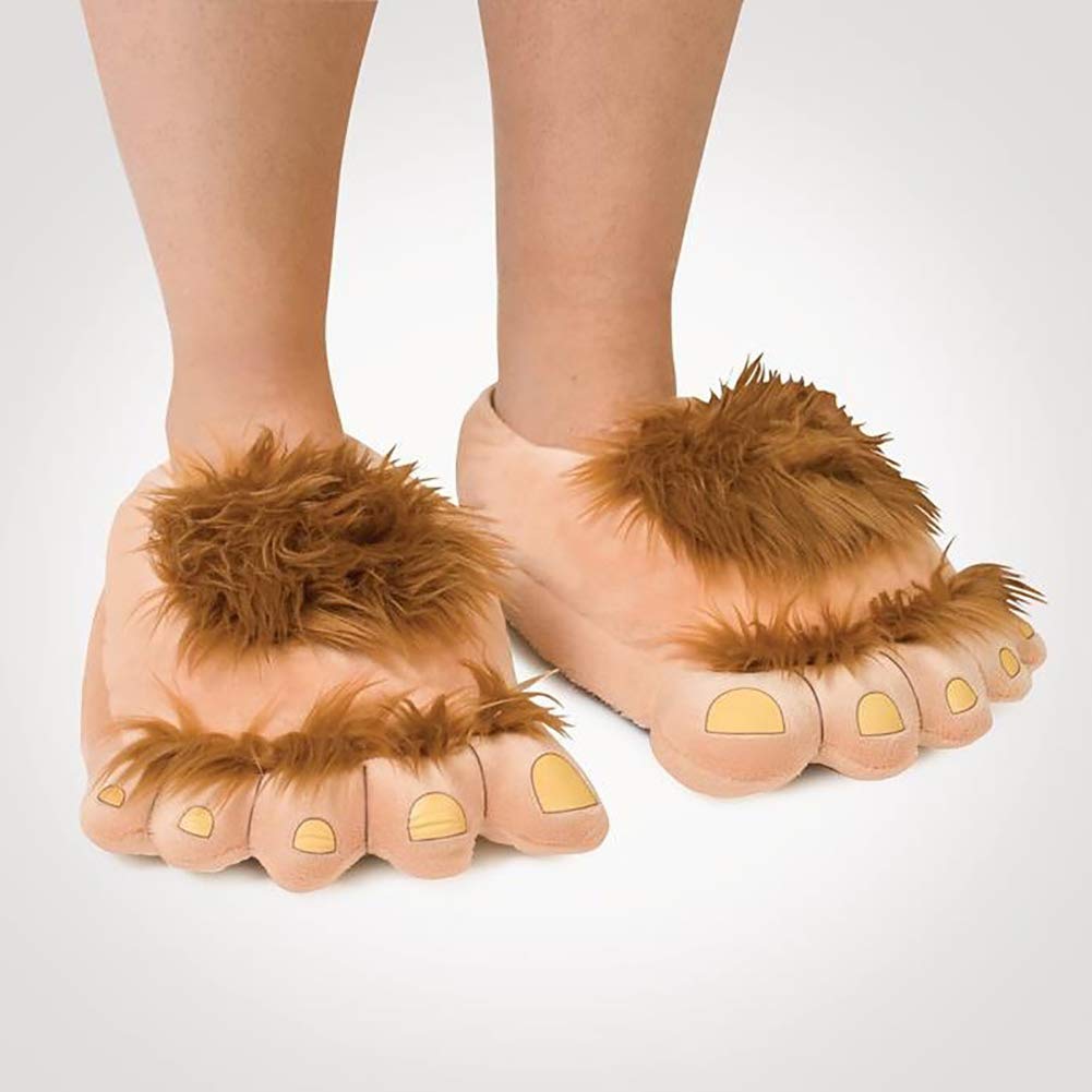 Ibeauti Men's Big Feet Furry Monster Adventure Slippers, Comfortable Novelty Warm Winter Hobbit Feet Costume Gift Slippers for Adults (Men: US 11)