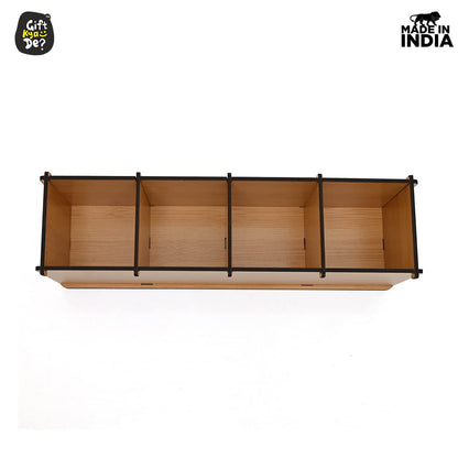 GKD Multifunctional Office Supplies Desk Organiser, 4 Compartment, Table Stationery Office Organizer, Motivational Gift for any Special Day, For Achiever (Bamboo)