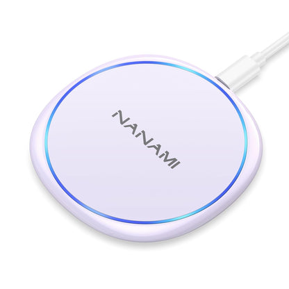 NANAMI 10W Max Wireless Charger Pad, Fast Charging Compatible with iPhone 17/16/15/14/13/12/11/SE Series, Samsung Galaxy S26/S25/S24/S23/S22/S21/S20, AirPods 2/3 - Adapter Required (Sold Separately)