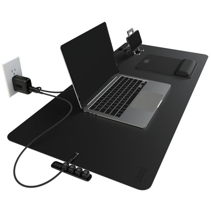 BLACK+DECKER Home Office Kit, 7 PCS Set, Desk Pad, 2-Port PD Charger, Ergonomic Mouse Pad, Phone Stand, Combo Cables, Cable Organizer, Workspace Accessories Perfect for Work-from-Home (Black)