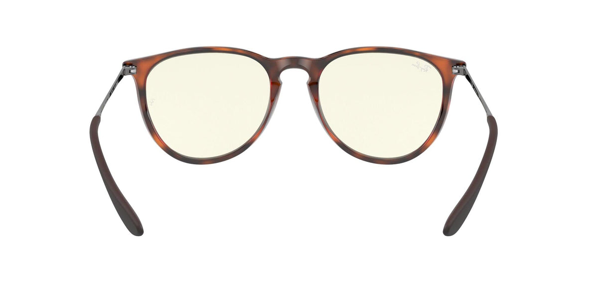 Ray-Ban RB4171 Erika Round Glasses, Rubber Havana/Clear Blue Light Filter, 54 mm