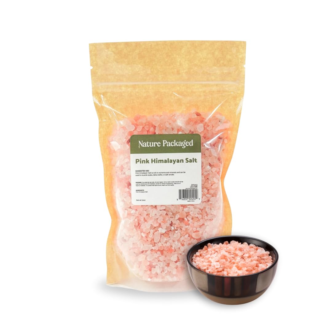 Nature Packaged Pink Himalayan Salt (16oz) - Direct from The Himalayan Mountains - Pure Coarse Grain Organic Salt for Body Scrubs, Adding to Baths, and Foot Soaking 1 Pack