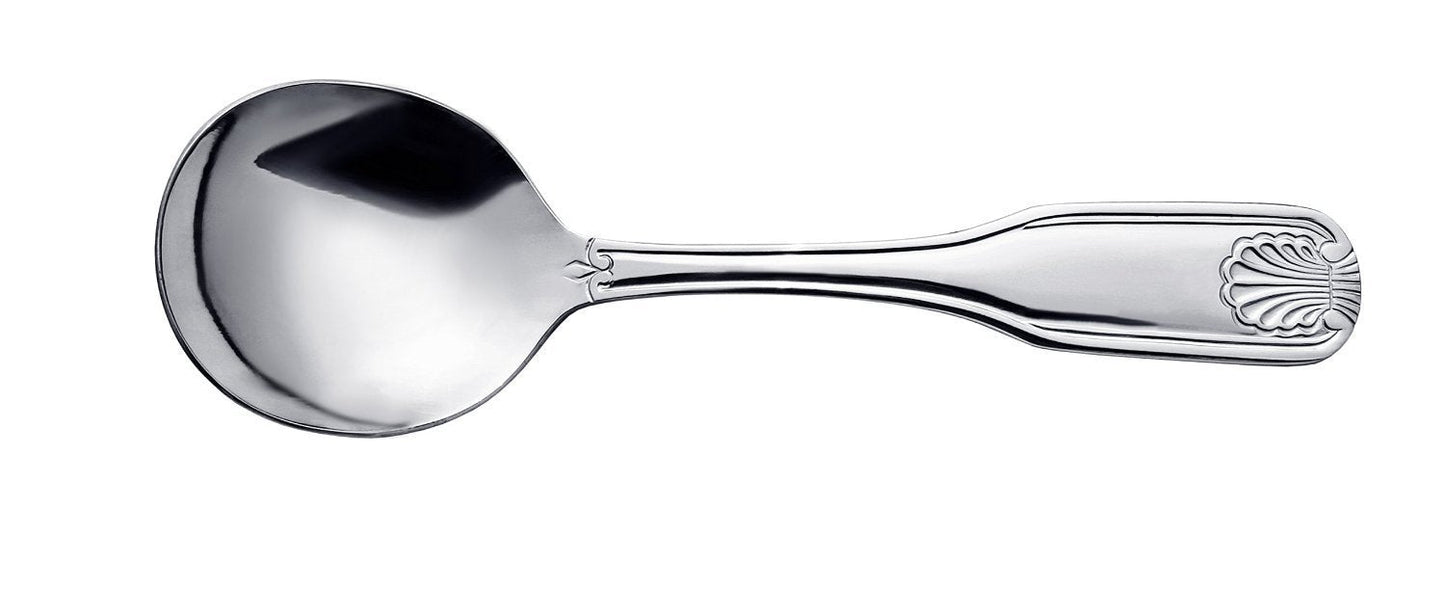 New Star Foodservice Shell Pattern 18/0 Stainless Steel Bouillon Spoon, 6.4-Inch, Set of 12, Commercial Grade
