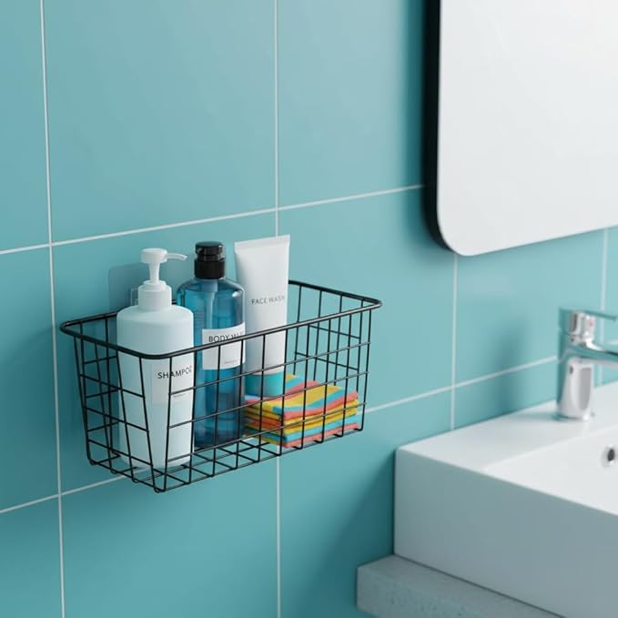 Hanging Kitchen Baskets Adhesive Sturdy Wire Storage Baskets