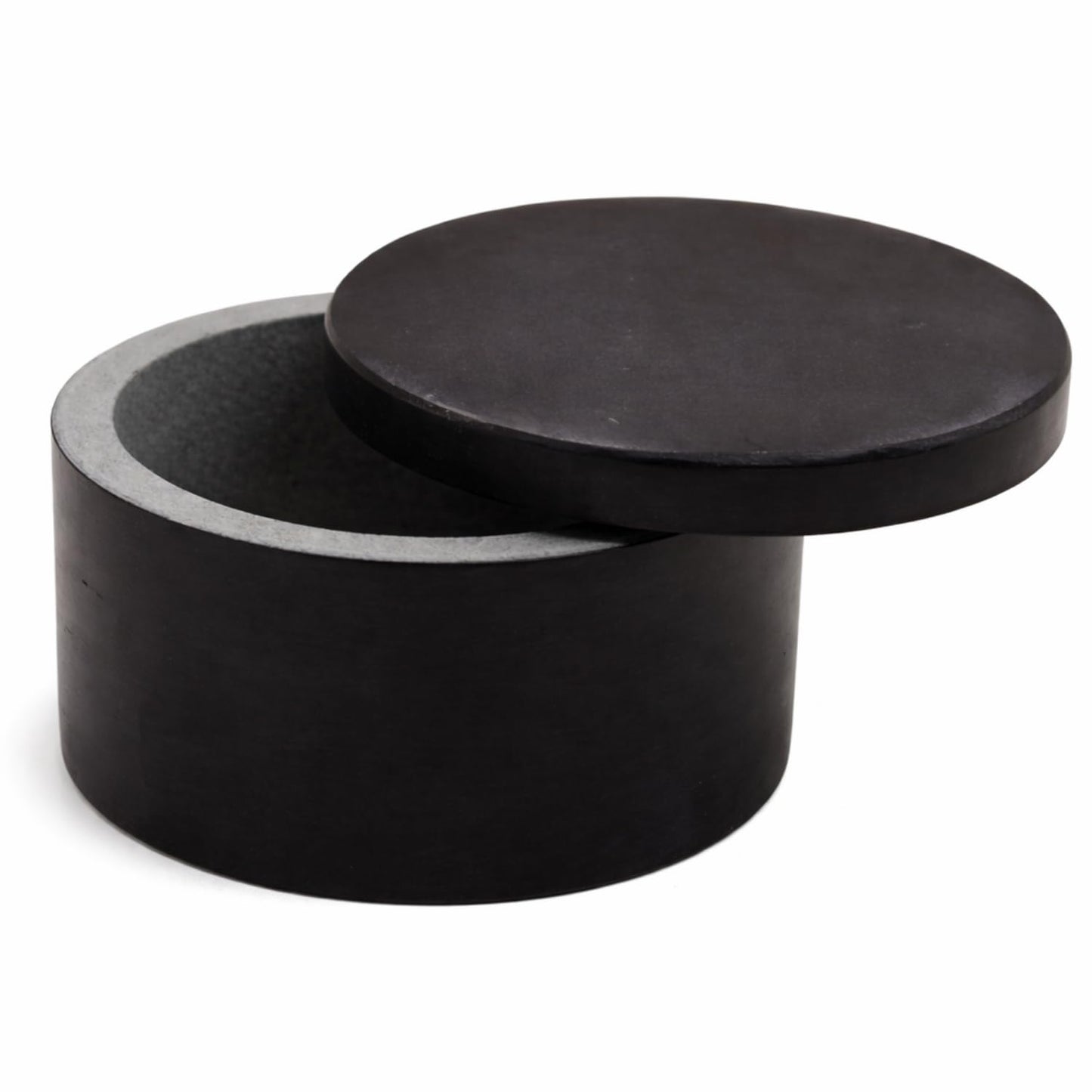 KC KULLICRAFT Unique Salt and Pepper Box Elegant Round Marble Black Salt Box With Lid For Salt, Spice and Herbs Storage. Perfect Container To Store (3.5 X 3.5 X 2 INCH)