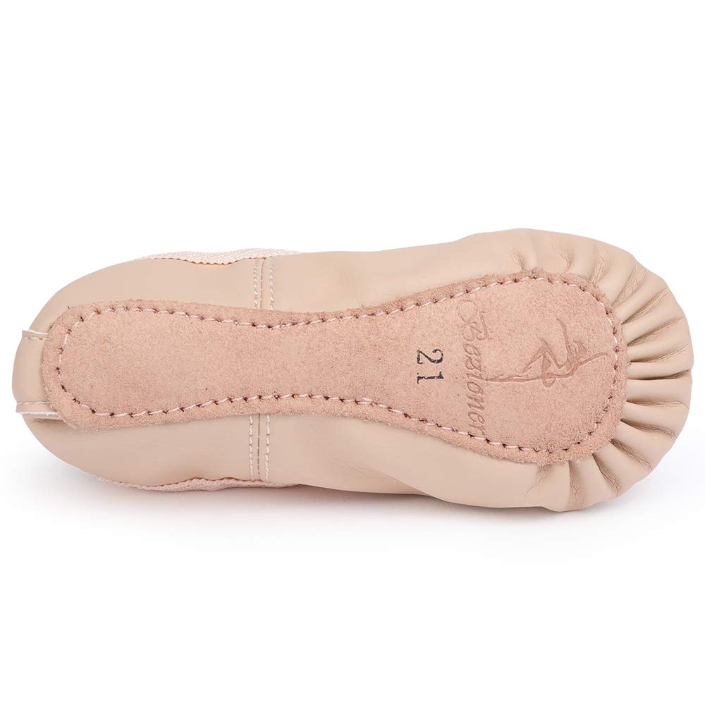 Ballet Shoes Leather Ballet Flats Full Sole Dance Slippers for Girls Toddlers Women Beige 13 UK Child=31