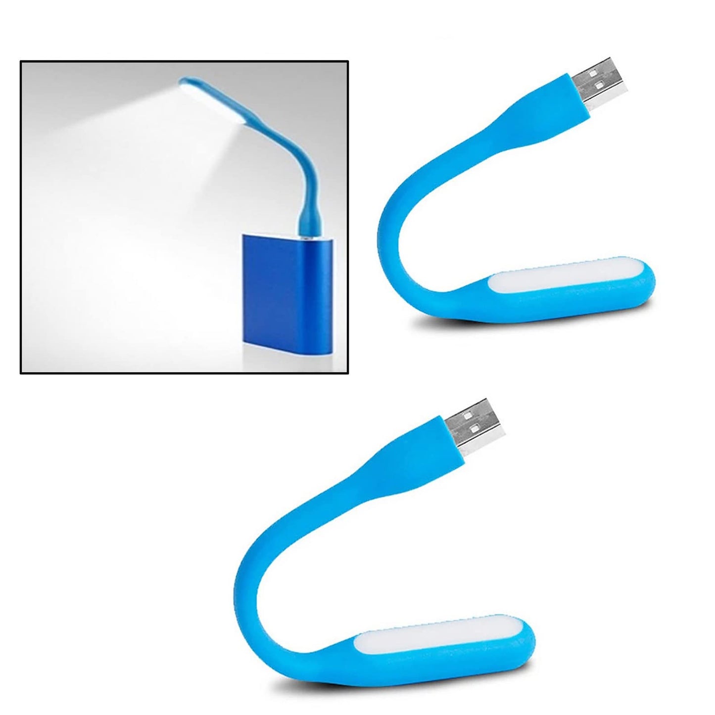 Mini Flexible Light, Portable USB Led Reading Night Lamp for PC Laptop Computer Notebook Power Bank - 2 Pack (Black)