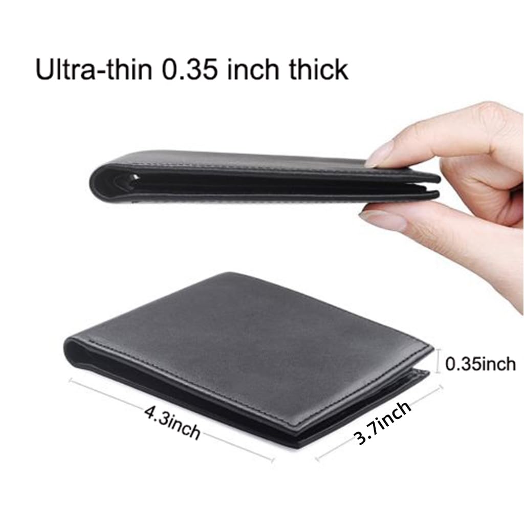 Hoobest RFID Blocking Genuine Leather Wallet, Men Slim Wallets with RFID Block Technology,Stop Electronic Pick Pocketing-Travel Wallet