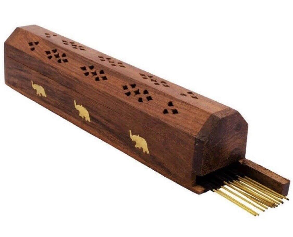 Bless-International Traditional-Handmade-Burner Wooden-Coffin-Incense-Stick-Holder Ash-Catcher-Stand (Wooden Coffin)