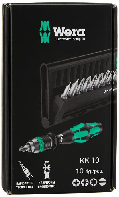 Wera Kraftform Kompakt 10 Bit-Holding Screwdriver & Bit Set, PH/PZ/SL/TX, 05056653001