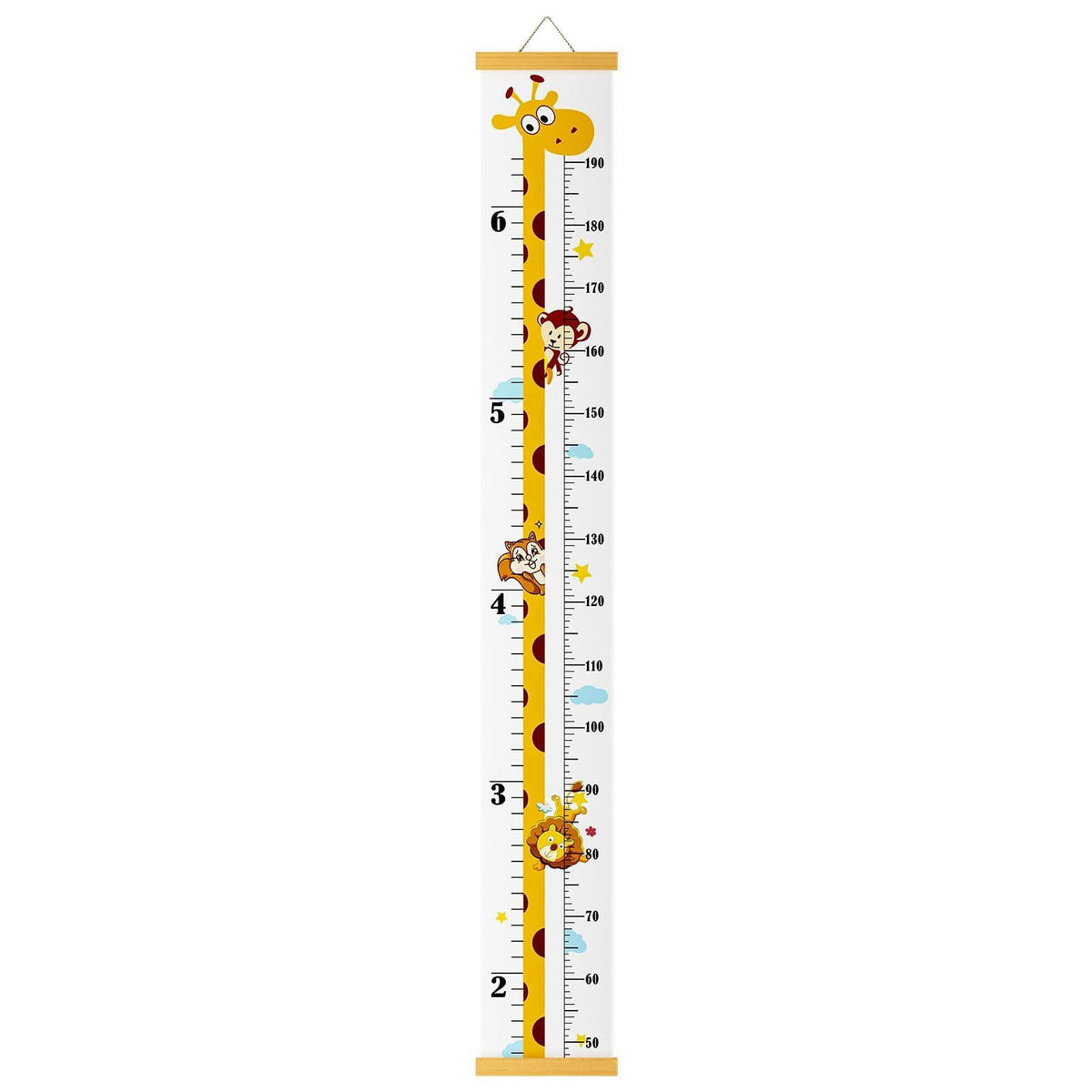Baby Height Growth Chart, Canvas Height Chart for Kids Baby Child Toddler Boys Girls, Wood Growth Chart for Wall Room Nursery Decor, Hangable and Removable Waterproof Measuring Wall Ruler for Bathroom