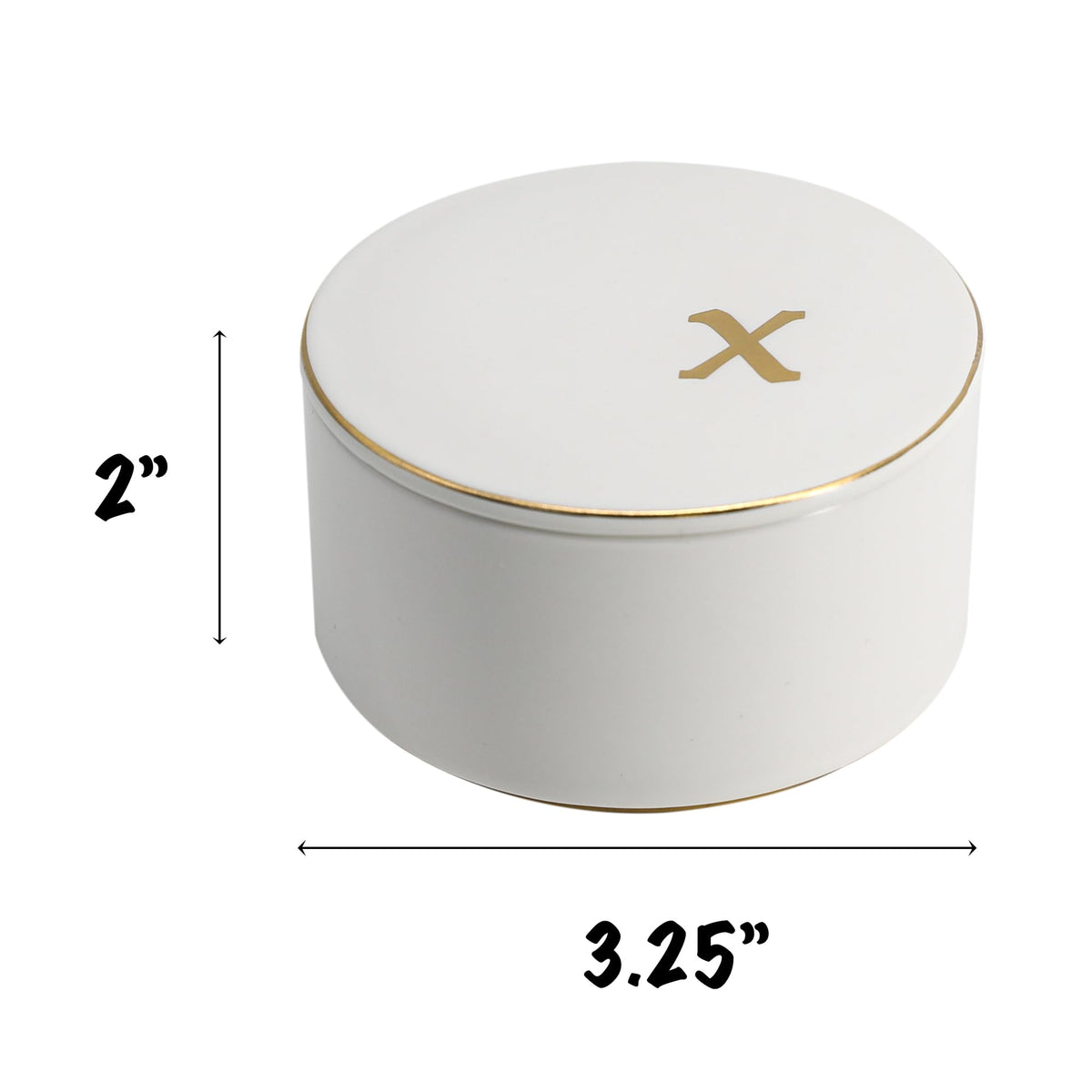 COLLECTIVE HOME - Ceramic Jewelry Box, Elegant Embossed Jewelry Holder, Trinket Organizer with Gold Monogram Lid, Storage for Ring Necklace Bracelet Earrings, Rings and Accessories (m)