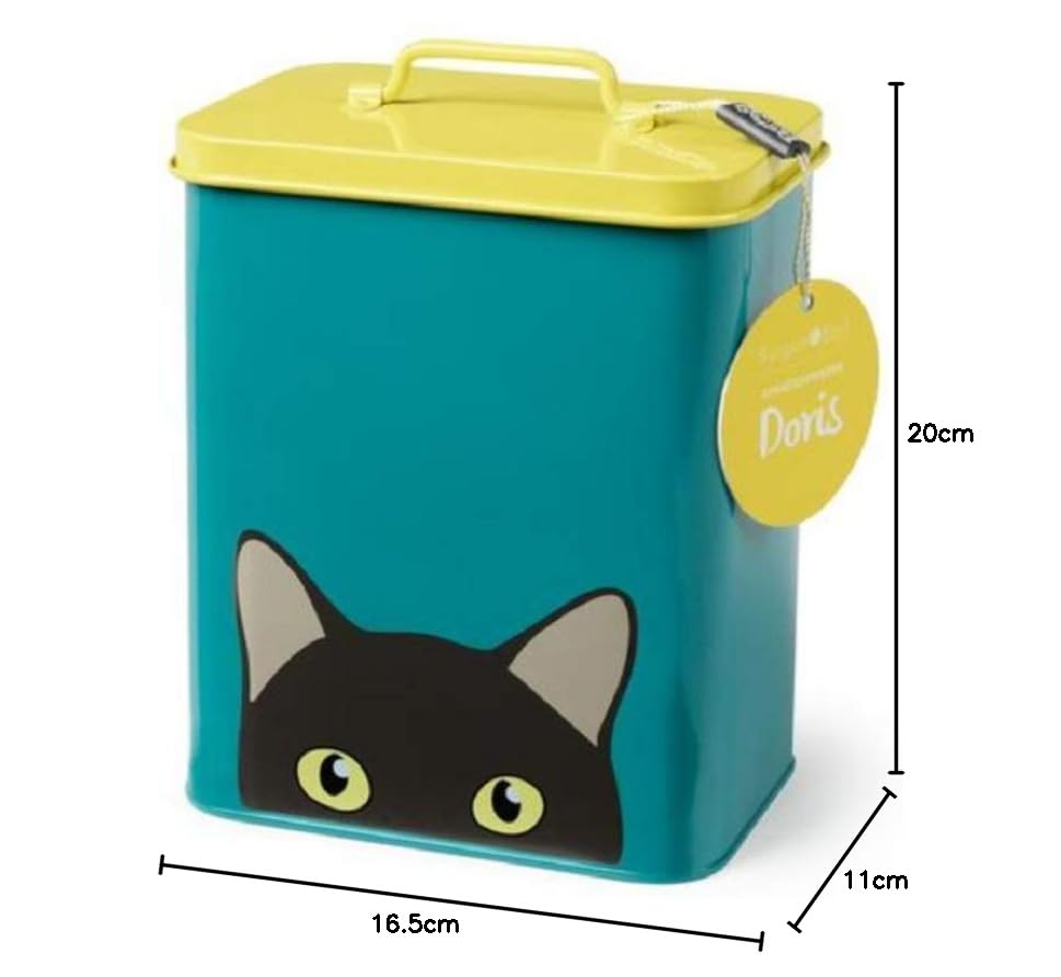 Burgon & Ball Creaturewares Doris Cat GCR/CAT Tin Pet Food Storage, 16.5 cm x 11 cm x 20 cm Size