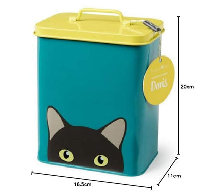 Burgon & Ball Creaturewares Doris Cat GCR/CAT Tin Pet Food Storage, 16.5 cm x 11 cm x 20 cm Size