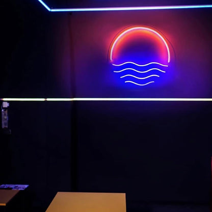 LED Decorative Lights USB Mountains Sunrise Sunset Led Neon Signs Home Decoration Wall Art Holiday Gift Brightness Adjustable 16.5''x11.8''