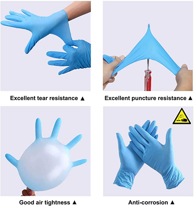 Extra Large –300 Gloves (3 Boxes) Disposable Blue Nitrile Powder Free Gloves for Examination, Medical, Food, Hair, Beauty, Cleaning, Industrial, Multipurpose Use, Latex Free