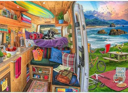 Ravensburger - Rig Views - 500 Piece Large Format Jigsaw Puzzle - Stunning Imagery - Bold Colors & Intricate Details - Adventure in Van Life - Premium Quality - Puzzles for Adults