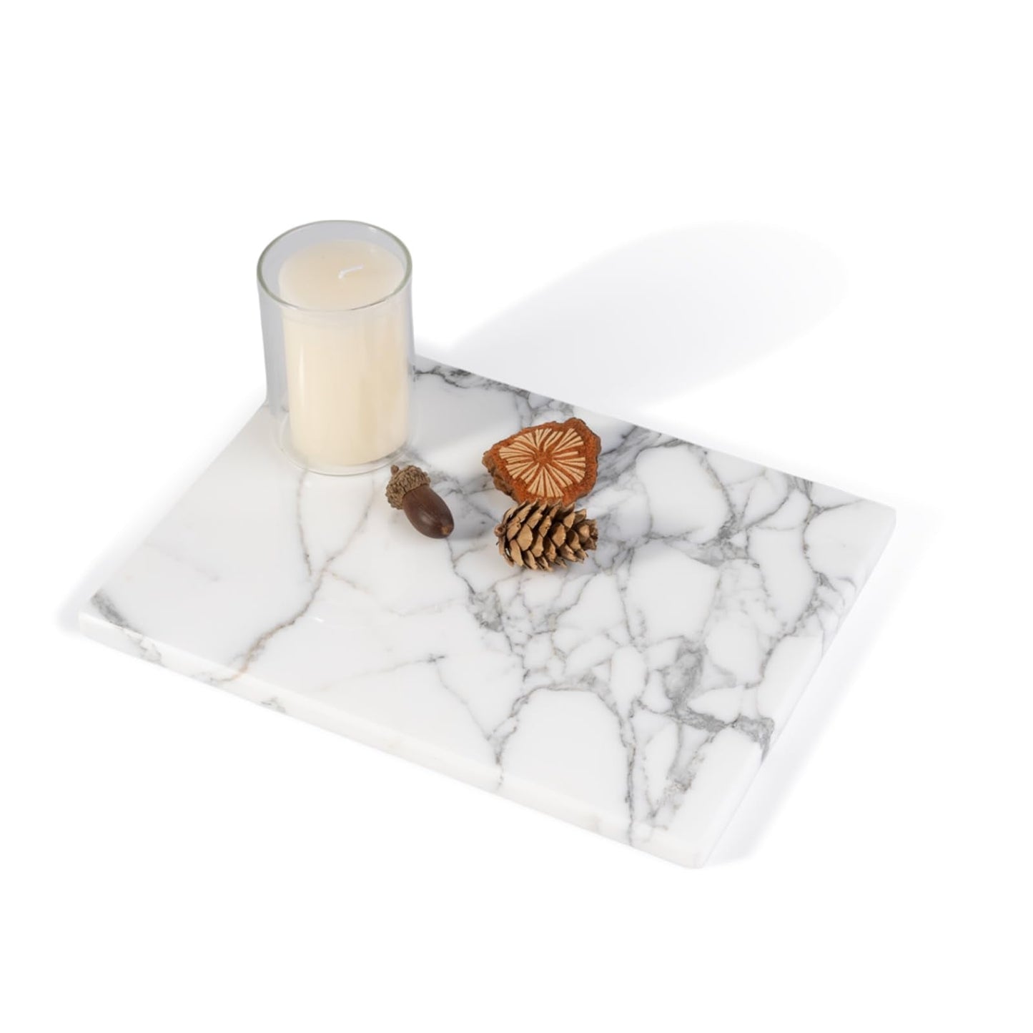 Natural Marble Board for Kitchen - 10" x 8" Stone Slab, Marble Cheese Pastry Board for Counter, Bathroom Trays, Serving Tray Jewelry Candle Plate (Arabescato)