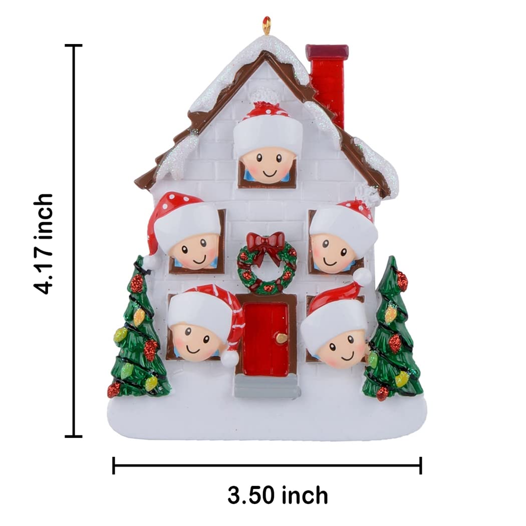 House Family of 5 Christmas Ornament - Personalized Family of 5 Ornament 2025 - First Christmas in New Home Ornaments - Unique Keepsake Gift for Tree Decorations