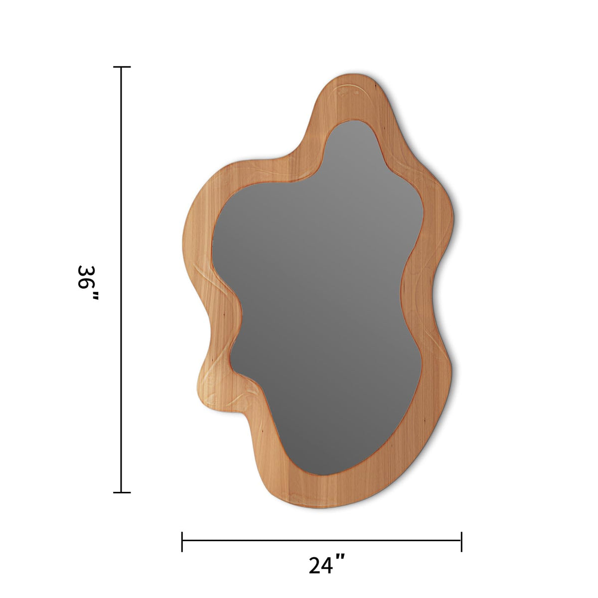 osemy 36" x 24" Irregular Wall Mirror, Wooden Framed Asymmetrical Wavy Wall Mirror for Living Room Bedroom Entryway Bathroom Modern Decorative, Hanging Hooks