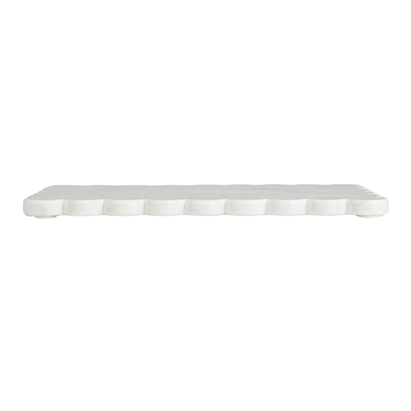 Creative Co-Op Marble Cheese Board with Scalloped Edge, White