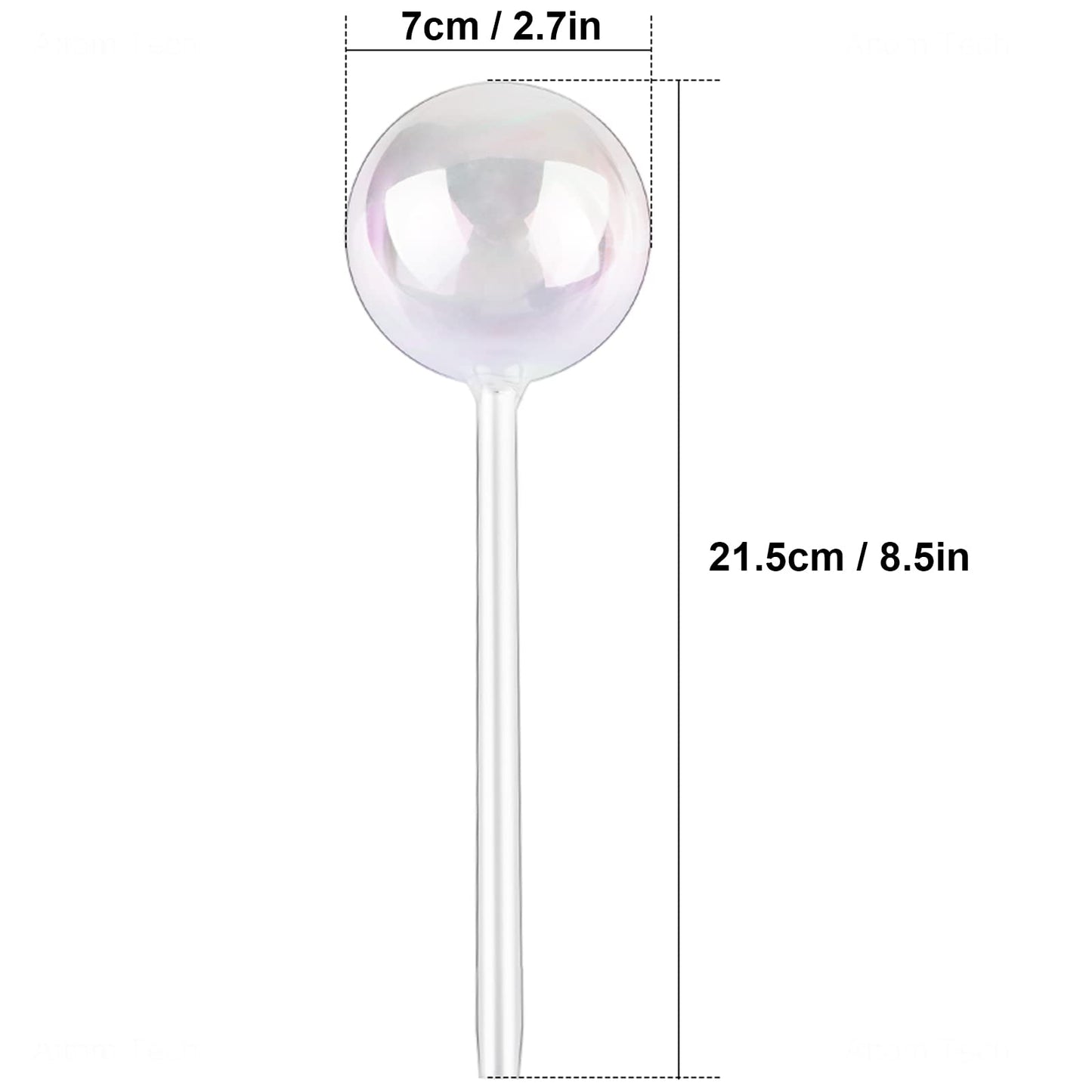 [2 PCS] Light Iridescent Rainbow Gradient Color Clear Glass Self-Watering System Spikes, Self Watering Globes, Self Watering Bulbs, Automatic Plant Waterer Bulbs