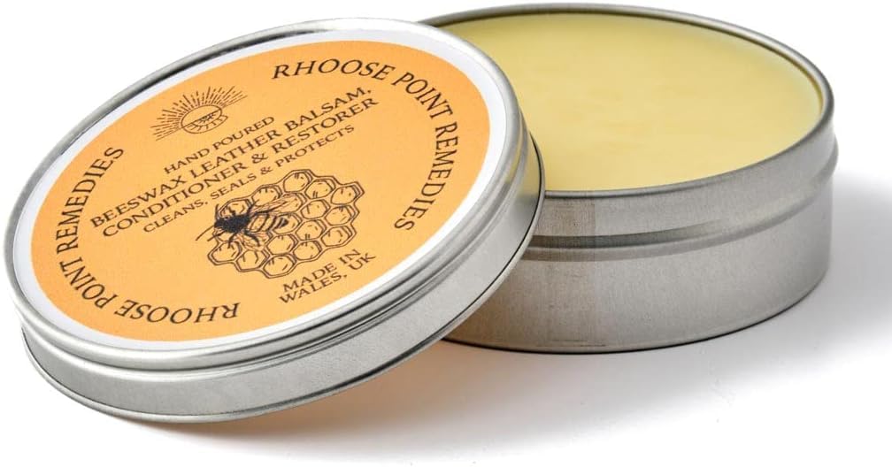 Beeswax Leather Balsam Rich Conditioner & Restorer 300ml - 100% Natural Ingredients CLEANS SEALS & PROTECTS Handpoured in UK Chemical Free Biodegradable Moisturises Nourishes Prolongs Life of Items