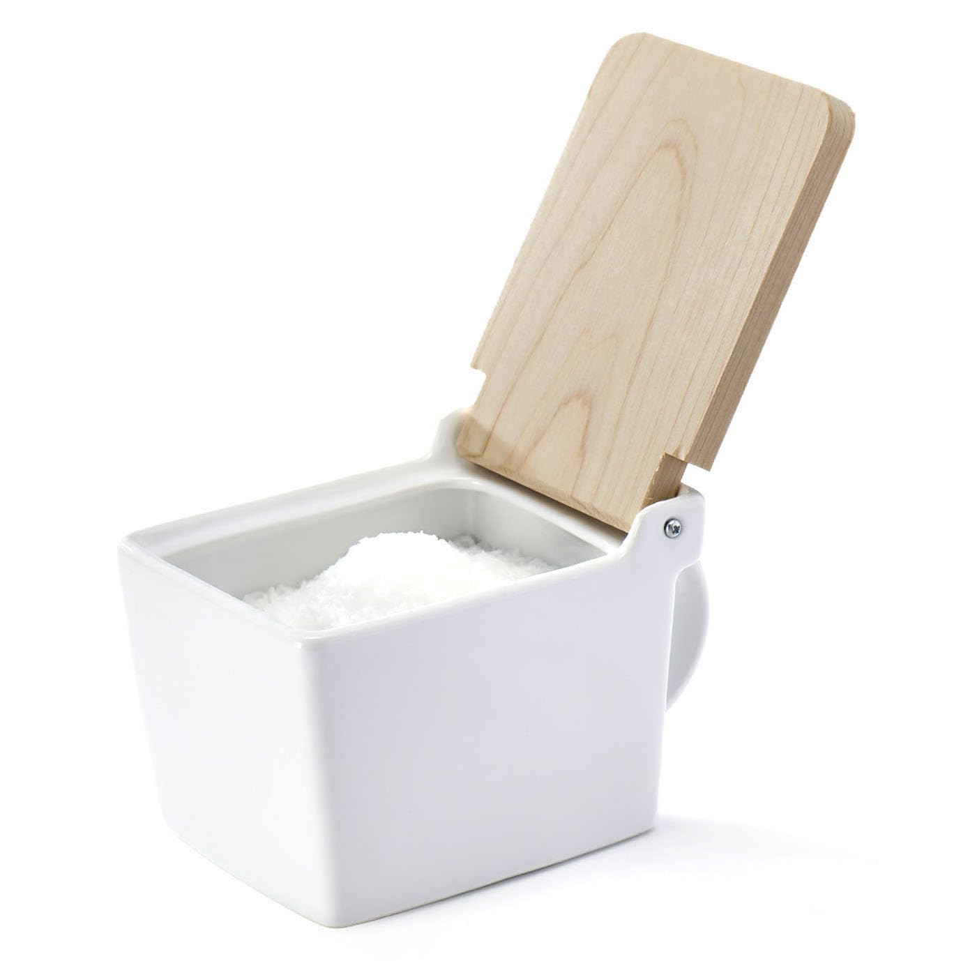 ZERO JAPAN Bee House Premium Salt Box with Hinoki Lid - Container for Sea Salt and Spices - Elegant Cellar for Kitchen Countertop - White, 16 oz