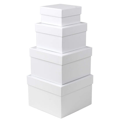Oairse White Gift Boxes with Lids Nesting Gift Boexs for Presents Set of 4 Small White Gift Boxes for Flower Arrangements Paper Mache Boxes for Bridesmaid, Proposal, Wedding, Birthday, Party Favor