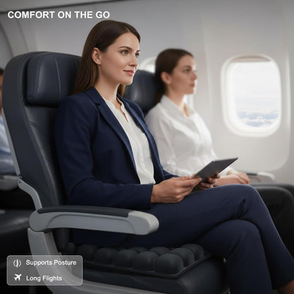 seektik Upgraded Inflatable Travel Seat Cushion for Airplane and Car, Portable Air Cushion for Long Flights, Office Chair and Wheelchair, Pressure Relief Seat Pad for Sitting Comfort