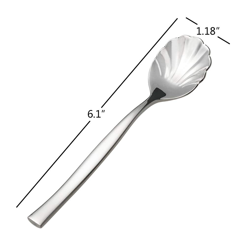 Xowine 12 Pieces Stainless Steel Shell Shape Sugar Spoon, Vintage Shell Shape Stir Spoons