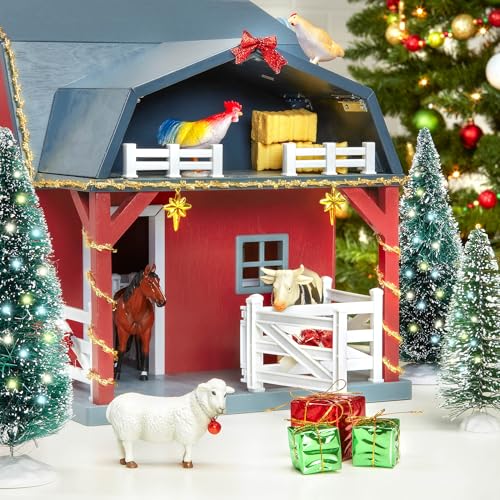 Terra by Battat – 20 Pieces Wooden Animal Barn Toy Set – Farm Animals & Play Fence – Pretend Play for Toddlers & 3+ Years – Educational Toys – Farmhouse Playset with Cute Animal Figures