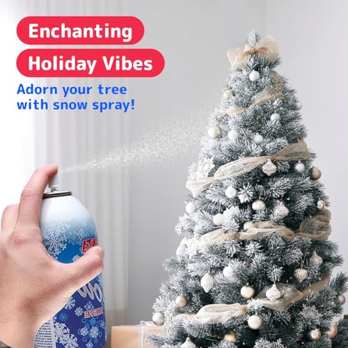 Prextex 2 Pack Fake Snow Spray for Christmas Tree - Quick-Dry Textured Christmas Tree Flocking Spray in 13oz Aerosol Bottles for Decorating and Crafts - Artificial Snow Flock for Windows and Mirrors