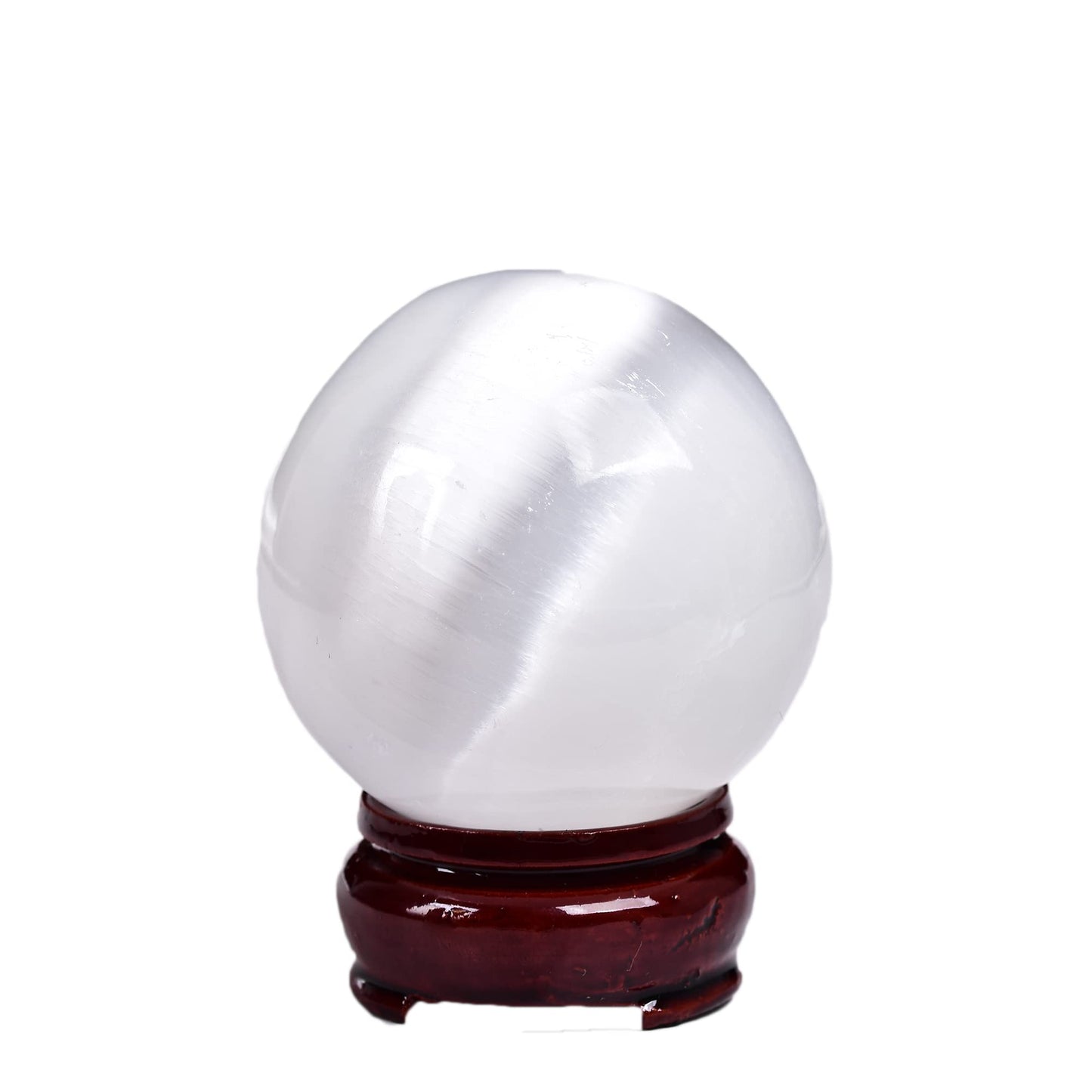 JIC Gem 1pcs 4.5" White Selenite Crystal Ball for Meditation、Fengshui、Home Decors Healing Crystal Ball