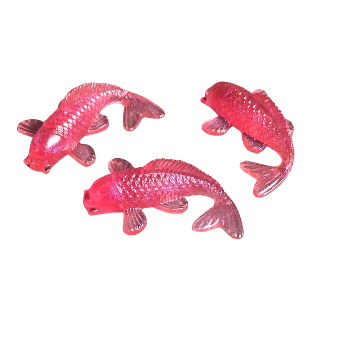 Universal Eminence Oceanic Elegance: Handcrafted Resin Koi Fish Sculptures - 3 Pack (Ruby Red)
