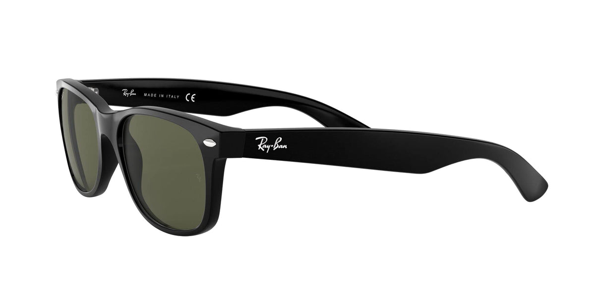 Ray-Ban RB2132 New Wayfarer Square Sunglasses, Black/Polarized Green, 58 mm
