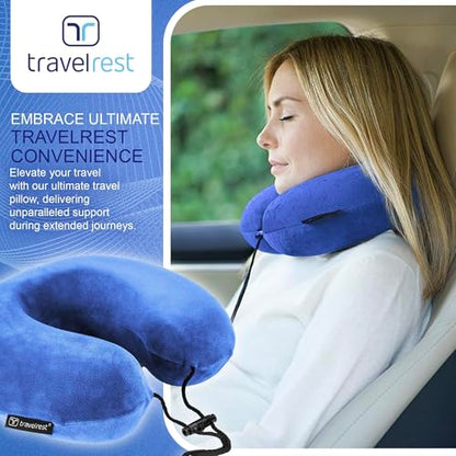 TRAVELREST Nest Neck Pillow Travel Essentials - Memory Foam Pillow and Patented Design, Support for Long Flights, Travel Accessories, Comfortable and Compact, Washable, Attaches to Luggage - Gray