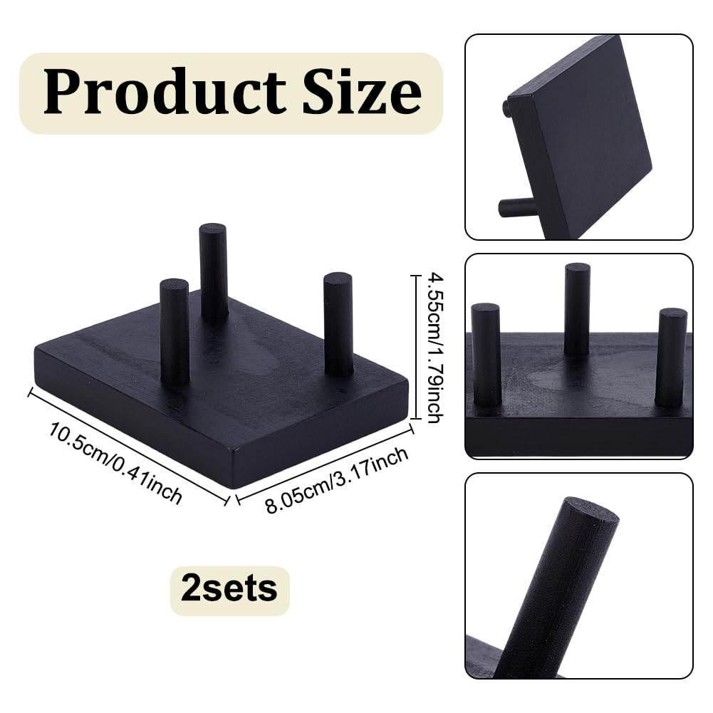 UNICRAFTALE 2 Sets Wooden Rock Display Stand Black Three Prong Rock Holders Crystal Display Stand Easel Holder for Spheres Geode Gemstones Fossils Minerals Agate 4.14x3.16x1.79 Inch