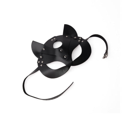 Soochat Leather Cat Mask Women's Cat Mask Adjustable Cat Face Mask for Masquerade Cosplay Halloween Party Costume Props