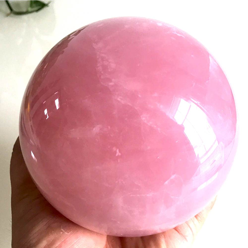 MDYSC Natural Pink Rose Quartz Magic Crystal Healing Ball Ornament Sphere + Base (5cm (2inch))