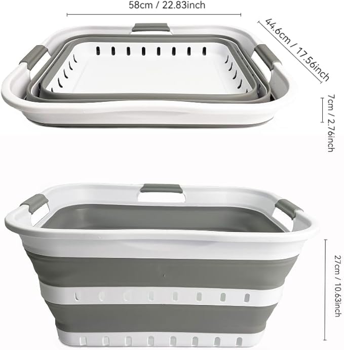 SAMMART 42L Collapsible Plastic Laundry Basket
