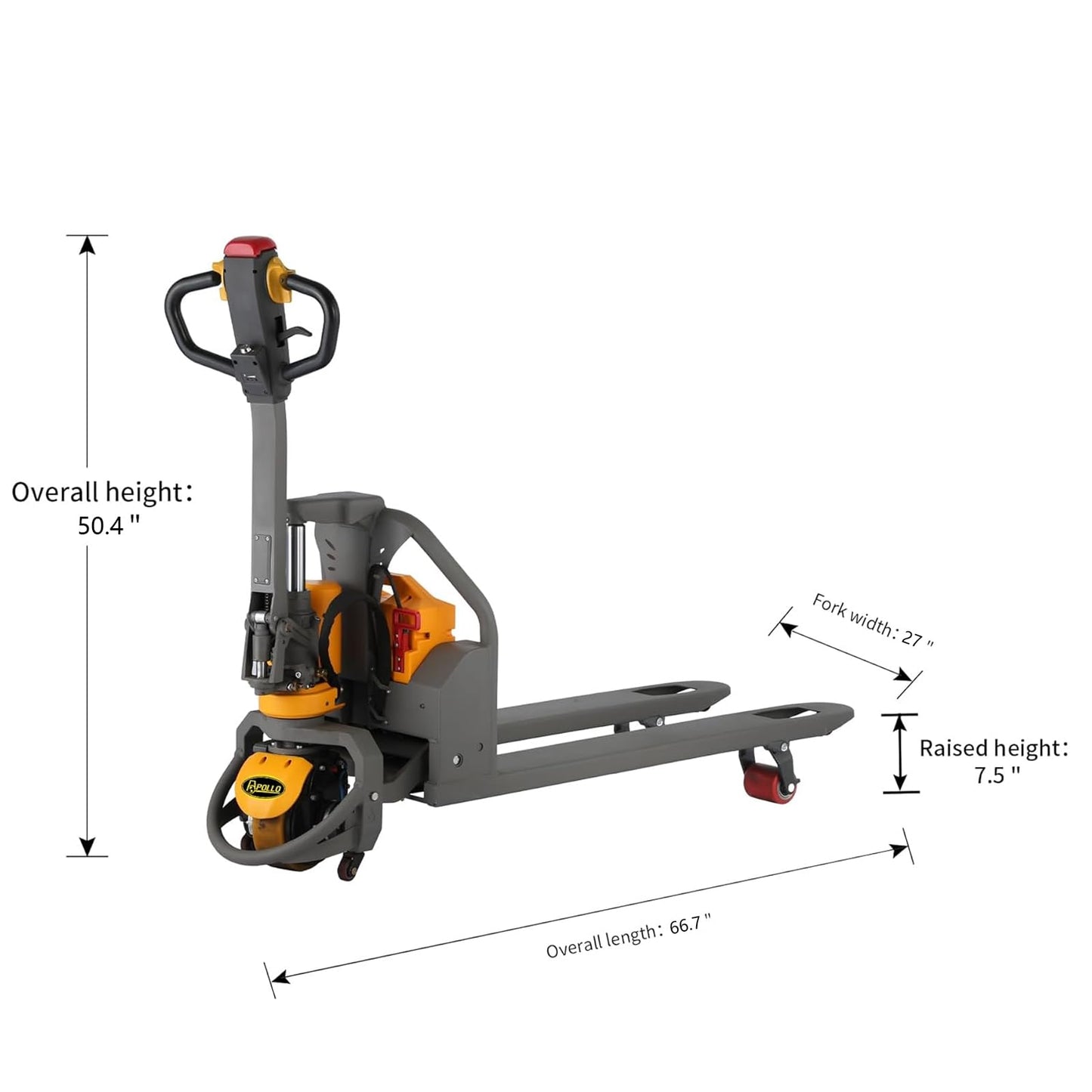 APOLLOLIFT Full Electric Lithium Pallet Jack 3300Lbs Capacity 48"x27" Forks, Multi-Function Handle