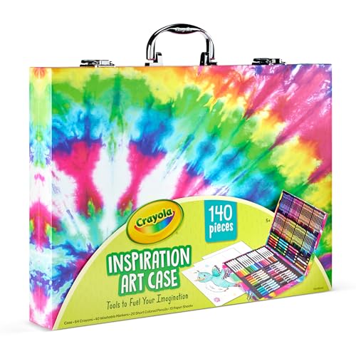 Crayola Inspiration Art Case Coloring Set - Tie-Dye (140ct), Art Supplies Set For Kids, Travel Drawing Kit, Holiday & Christmas Gift for Girls & Boys, Ages 5+ [Amazon Exclusive]