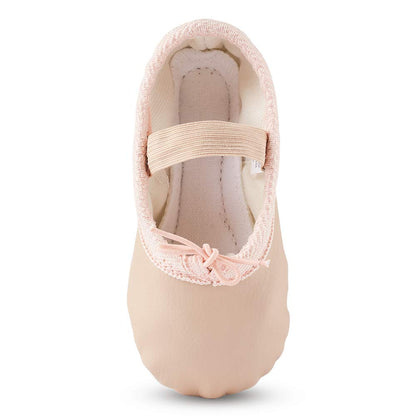 Ballet Shoes Leather Ballet Flats Full Sole Dance Slippers for Girls Toddlers Women Beige 13 UK Child=31