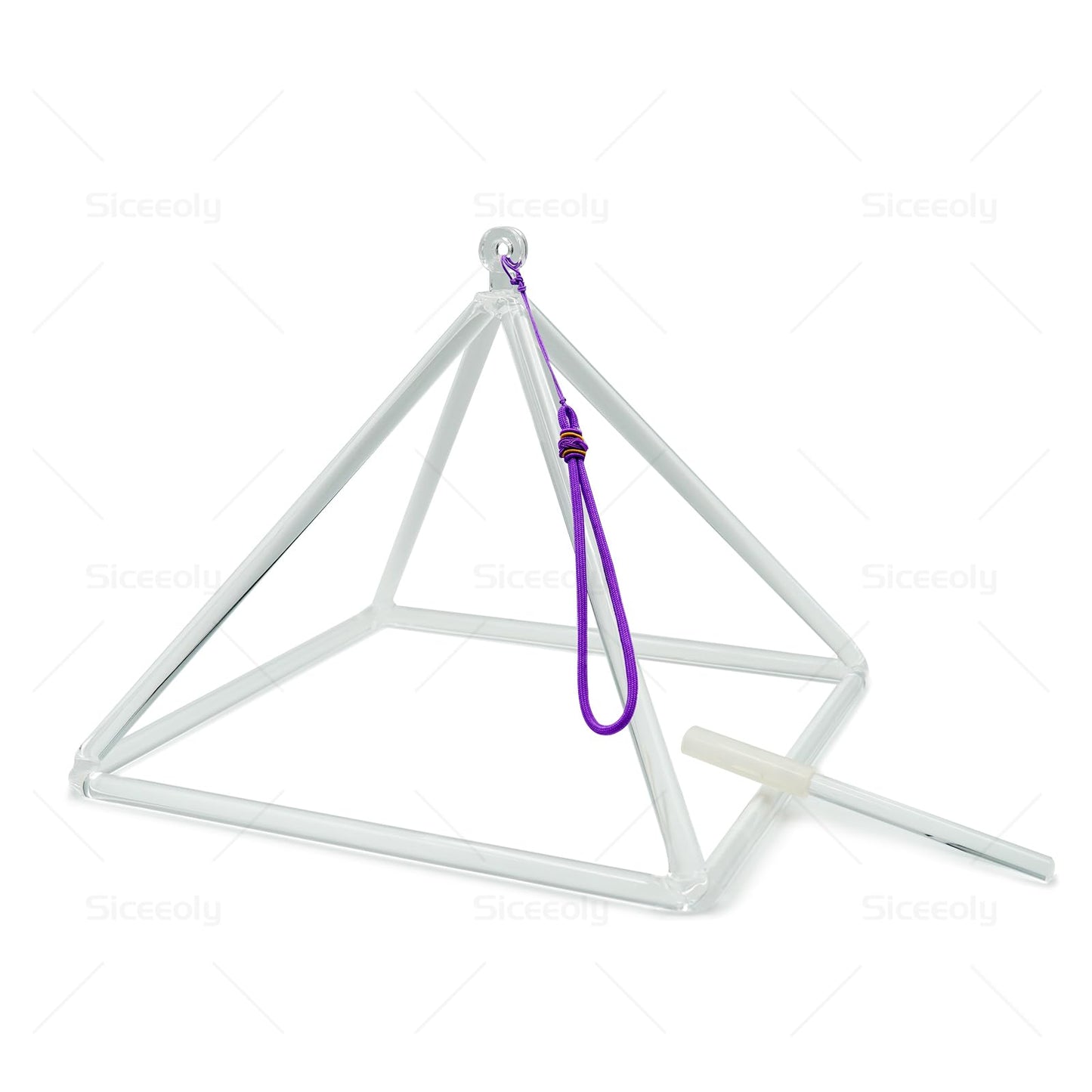 Siceeoly 11 inch Pyramid Quartz Crystal Singing Pyramid Handmade TransparentHealing Musical Instrument For Sound Healing Meditation With Crystal Singing Bowl Striker