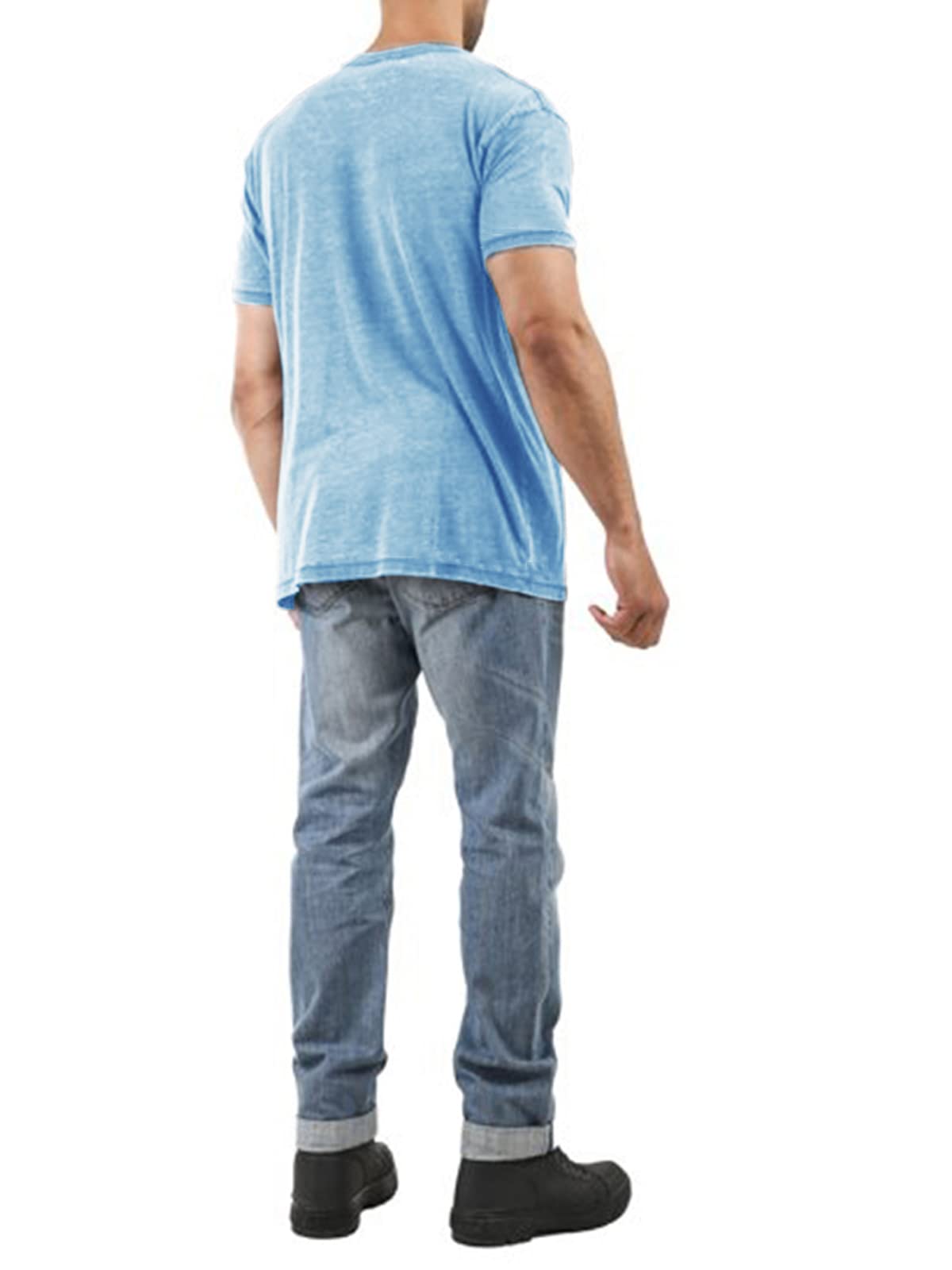 Men's Short Sleeve Soft T-Shirt Casual Solid Color Crew Neck Tee Tops Pocket Shirt Large